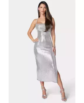 Женское платье SPAGHETTI GOWN длинное облегающее макси Bebe, серый