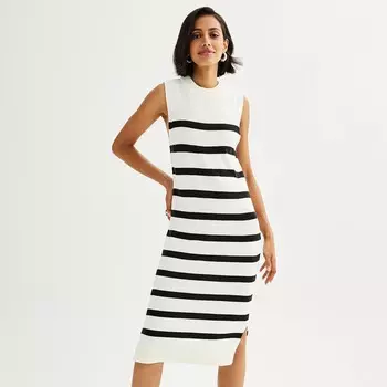 Женское платье-свитер без рукавов Sonoma Goods For Life, цвет Ivory And Black Stripe