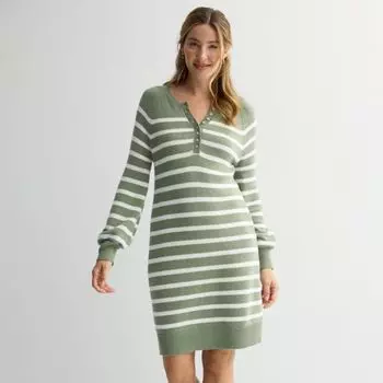 Женское платье-свитер хенли Sonoma Goods For Life, цвет olive white stripe