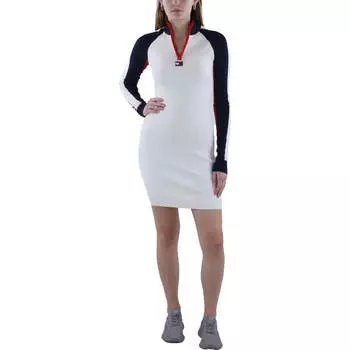 Женское платье-свитер миди на молнии спереди Tommy Jeans, красный/темно-синий