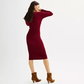 Женское платье-свитер миди с круглым вырезом и длинными рукавами Nine West Nine West, черный