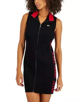 Женское платье-свитер с молнией спереди Tommy Jeans, черный