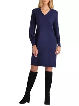 Женское платье-свитер с v-образным вырезом выше колена Isaac Mizrahi, цвет Medieval Blue