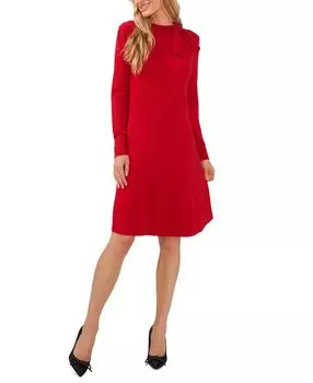Женское платье-свитер с воротником-стойкой и длинным рукавом с завязками на шее CeCe