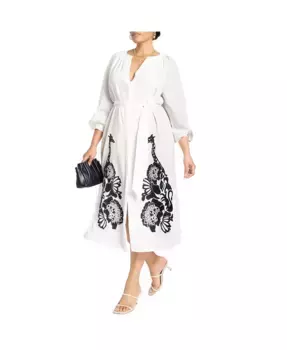 Женское платье свободного кроя с аппликацией Plus Size ELOQUII, синий