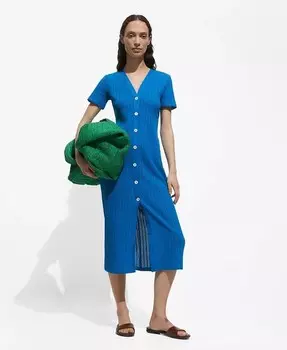 Женское платье, связанное крючком на пуговицах MANGO, синий