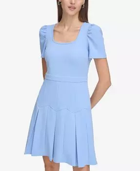 Женское платье трапециевидной формы из крепа с пышными рукавами и плиссированной юбкой KARL LAGERFELD PARIS, цвет Hydrangea