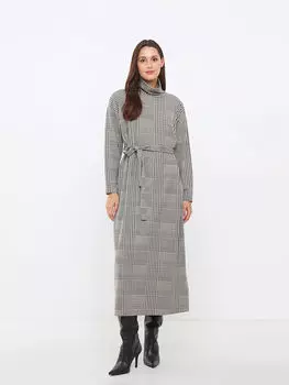 Женское платье трапециевидной формы с длинным рукавом и воротником-стойкой LCWAIKIKI Classic