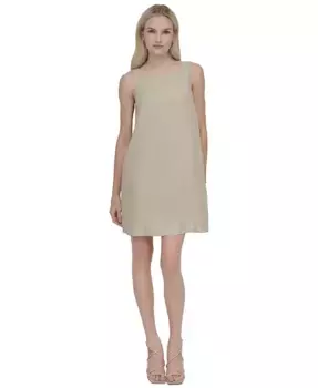 Женское платье-трапеция без рукавов с бантом на спине DKNY, коричневый/бежевый