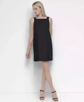 Женское платье-трапеция без рукавов с бантом на спине DKNY, черный