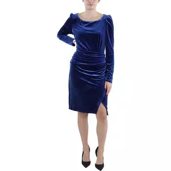 Женское платье-трапеция длиной до колена с оборками Lauren Ralph Lauren, синий