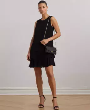 Женское платье-трапеция из креп-жоржета с эффектом "кринкл" Lauren Ralph Lauren, черный