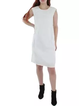 Женское платье-трапеция из льняной смеси с V-образным вырезом Anne Klein, белый
