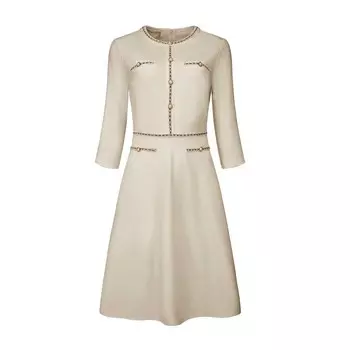 Женское платье-трапеция контрастного цвета, офисные платья с твидовой отделкой Hombety, цвет Grey Beige