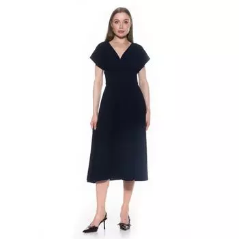 Женское платье-трапеция с драпировкой и рукавами «летучая мышь» Alexia Admor, синий