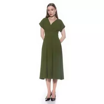 Женское платье-трапеция с драпировкой и рукавами «летучая мышь» Alexia Admor, зеленый