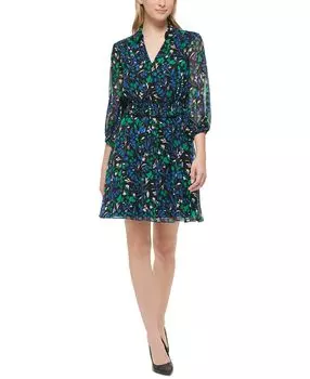 Женское платье-трапеция с v-образным вырезом и принтом KARL LAGERFELD PARIS