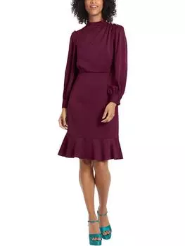 Женское платье-трапеция выше колена с оборками Maggy London, темно-фиолетовый