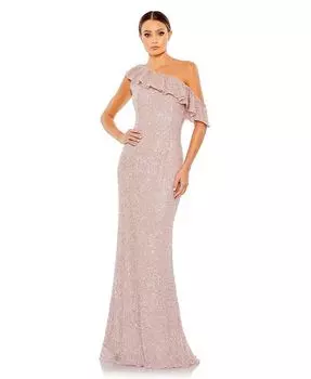 Женское платье-труба с заниженными плечами и пайетками Mac Duggal, коричневый