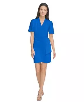 Женское платье-тюльпан с короткими рукавами и рюшами по бокам DKNY, цвет Sapphire