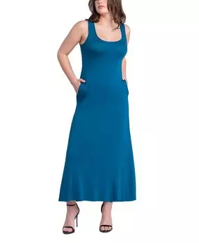 Женское платье-туника свободного кроя без рукавов с карманами 24seven Comfort Apparel, синий