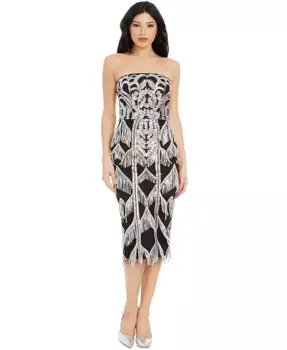 Женское платье Viviana с пайетками и бахромой Dress the Population, серый