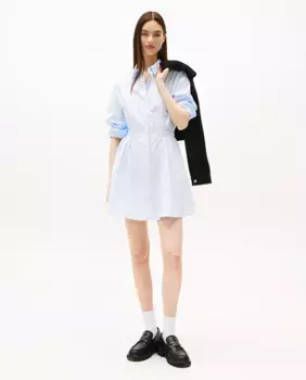 Женское платье в полоску с бантом на талии Tommy Jeans, светло-голубой