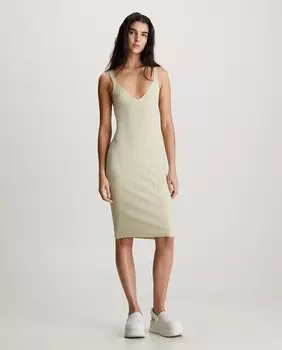 Женское платье в рубчик из мягкого лиоцелла Calvin Klein Jeans, светло-зеленый