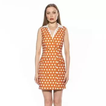 Женское платье-жилет без рукавов с воротником-стойкой «Руна» Alexia Admor, цвет camel polka