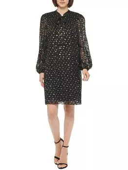 Женское плиссированное короткое мини-платье DKNY, черный/золотой