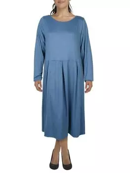 Женское плиссированное офисное платье миди 24seven Comfort Apparel, индиго