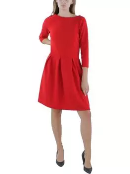 Женское плиссированное платье длиной до колена, облегающее и расклешенное 24seven Comfort Apparel, красный
