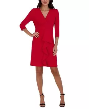 Женское плиссированное платье-футляр с оборками спереди julia jordan, красный