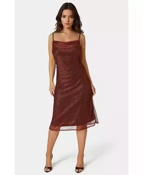 Женское плиссированное платье-хомут миди - XLarge, красное Bebe, красный