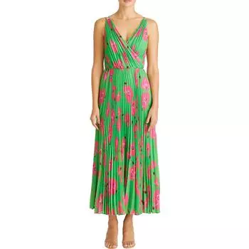 Женское плиссированное платье миди длины «чай» ML Monique Lhuillier, цвет dancing poppies