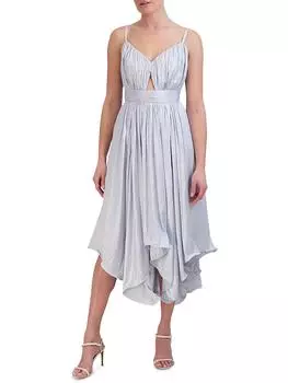 Женское плиссированное платье миди ниже колена BCBGMAXAZRIA, светло-голубой