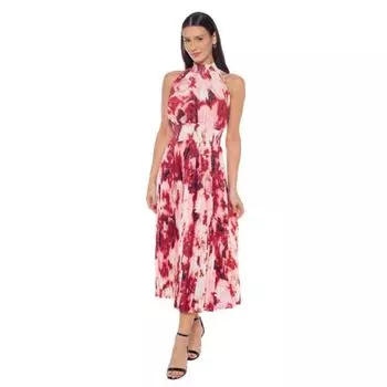 Женское плиссированное платье миди в стиле тай-дай Marina, цвет wine ivy