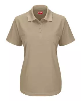 Женское поло с коротким рукавом из трикотажного материала без карманов Core Red Kap, хаки