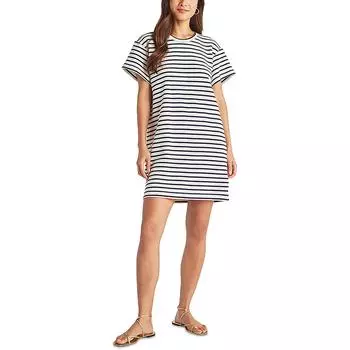 Женское полосатое хлопковое мини-платье Splendid, темно-синий/белый