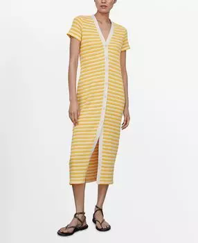 Женское полосатое платье из джерси MANGO, желтый
