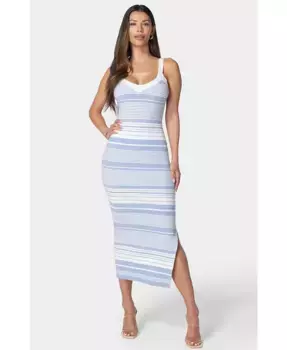 Женское полосатое платье-свитер миди Bebe, синий