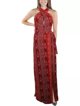 Женское полосатое вечернее платье с бретельками на шее Lauren Ralph Lauren, цвет Fuchsia Orange
