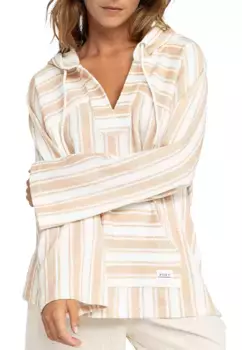 Женское пончо Roxy Wild and Free, цвет Camel Sandy Stripe