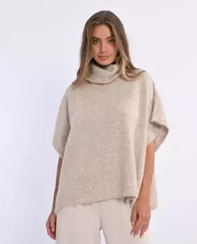 Женское пончо с короткими рукавами и высоким воротником Lili Sidonio, бежевый