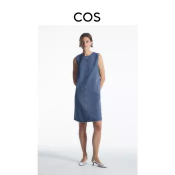 Женское повседневное джинсовое платье Cos с вырезом лодочкой, синий