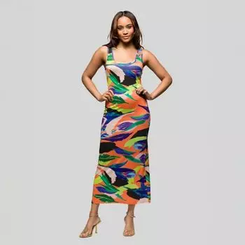 Женское повседневное платье-макси с застежкой-молнией 24Seven Comfort Apparel, мультиколор