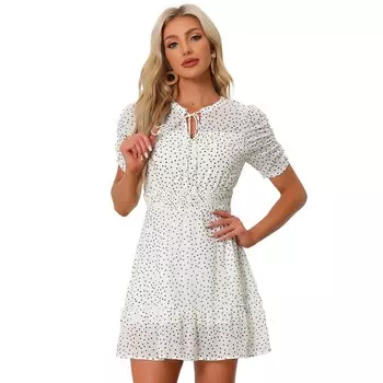 Женское повседневное плиссированное платье миди без рукавов с высокой талией и v-образным вырезом, струящимися рюшами Seta T, белый