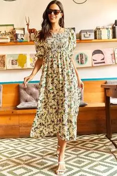 Женское повседневное тканое платье из вискозы Daisy Brown с позументом Olalook, коричневый