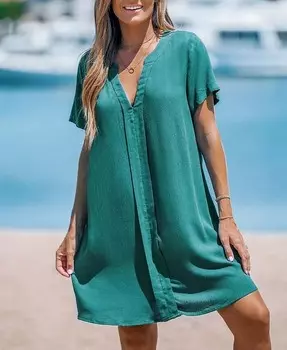 Женское прикрытое мини-платье с v-образным вырезом CUPSHE, зеленый