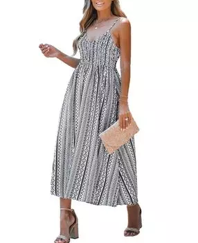 Женское прикрытое платье с v-образным вырезом и геопринтом CUPSHE, черный